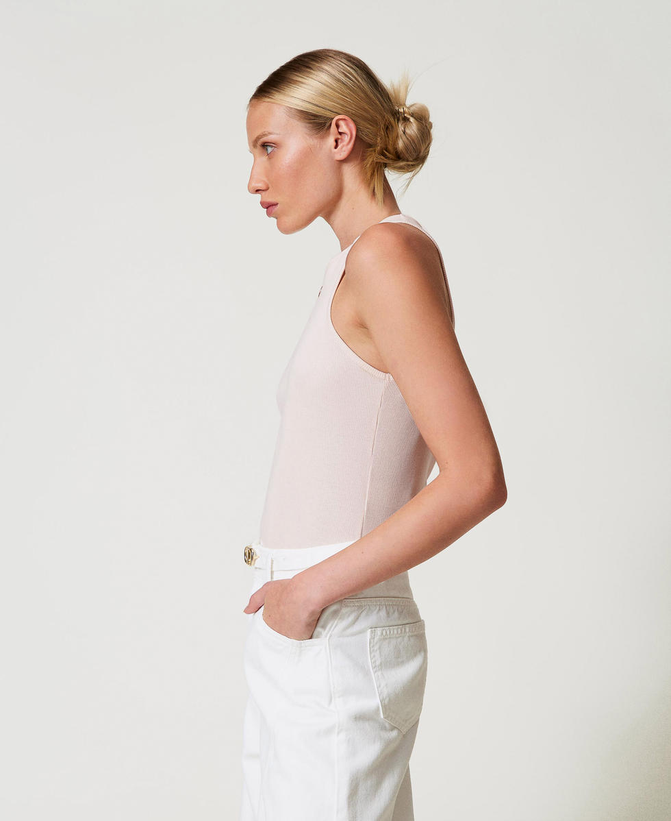 Top ajust&eacute; c&ocirc;tel&eacute; avec Oval T Cupcake Pink Femme 251TP2550_00178_02