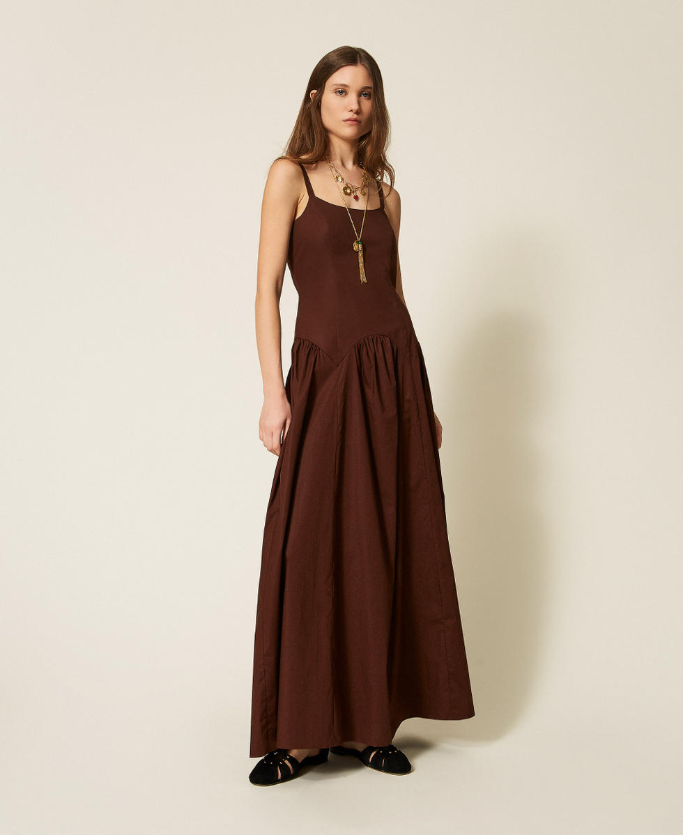 Long gathered poplin dress