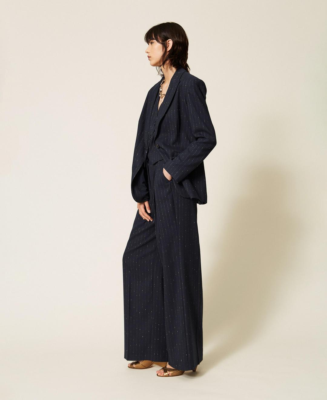 Pantalon palazzo rayé