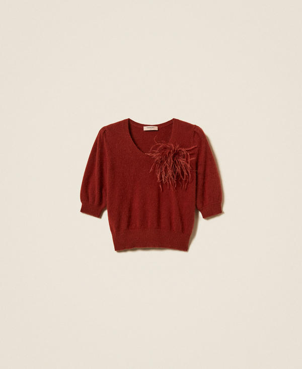 Pullover aus Angorawollmischung mit Schmuckbrosche