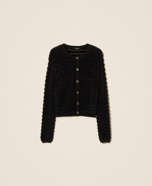 Knitted jacket with gold-tone buttons