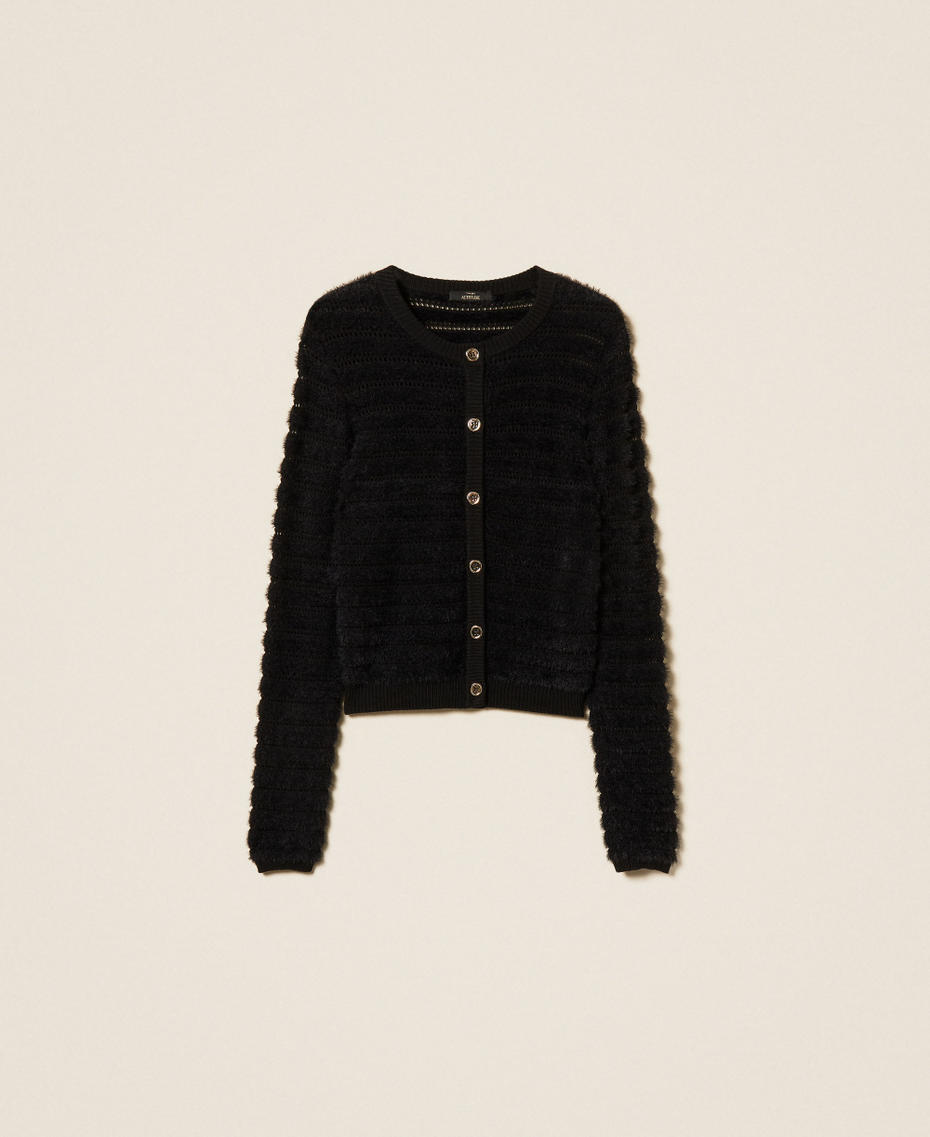 Knitted jacket with gold-tone buttons Black Woman 262AP3032_00006_S0