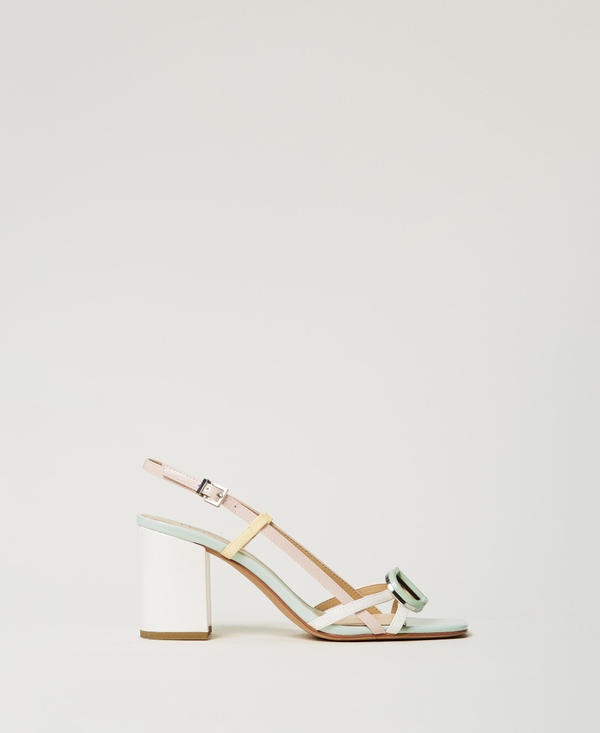 Faux patent leather multicolour sandals