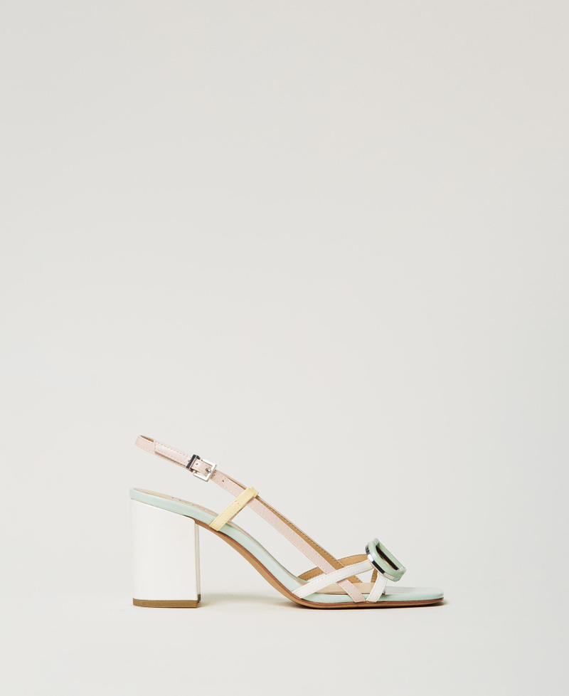 Faux patent leather multicolour sandals Multicolour Mint/Cupcake Pink/Snow White/Vanilla Woman 251TCP072_12154_01