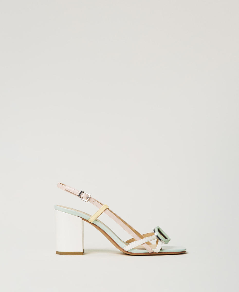 Faux patent leather multicolour sandals Multicolour Mint/Cupcake Pink/Snow White/Vanilla Woman 251TCP072_12154_01