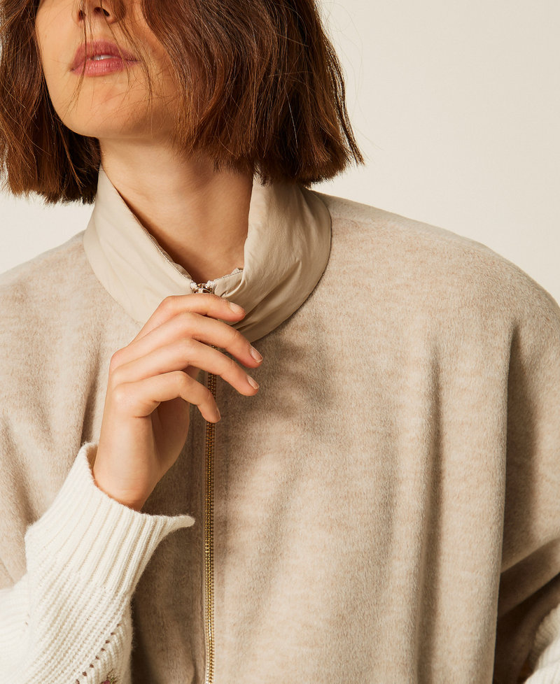 Poncho in panno con zip Beige Canapa Donna 262TA4410_00310_04