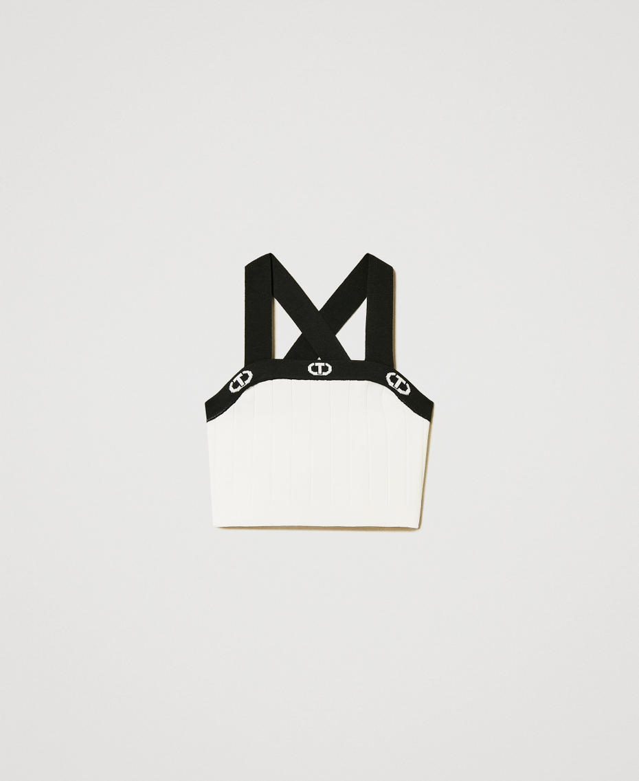 Rib knit top Bicolour "Ice" White / Black Girl 251GJ3QW2_02849_S0