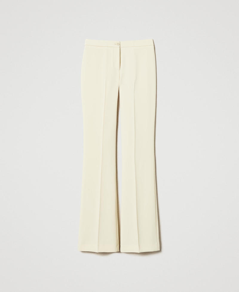Fluid crêpe flared fitted leg trousers Vanilla Woman 251TP2106_12143_0S