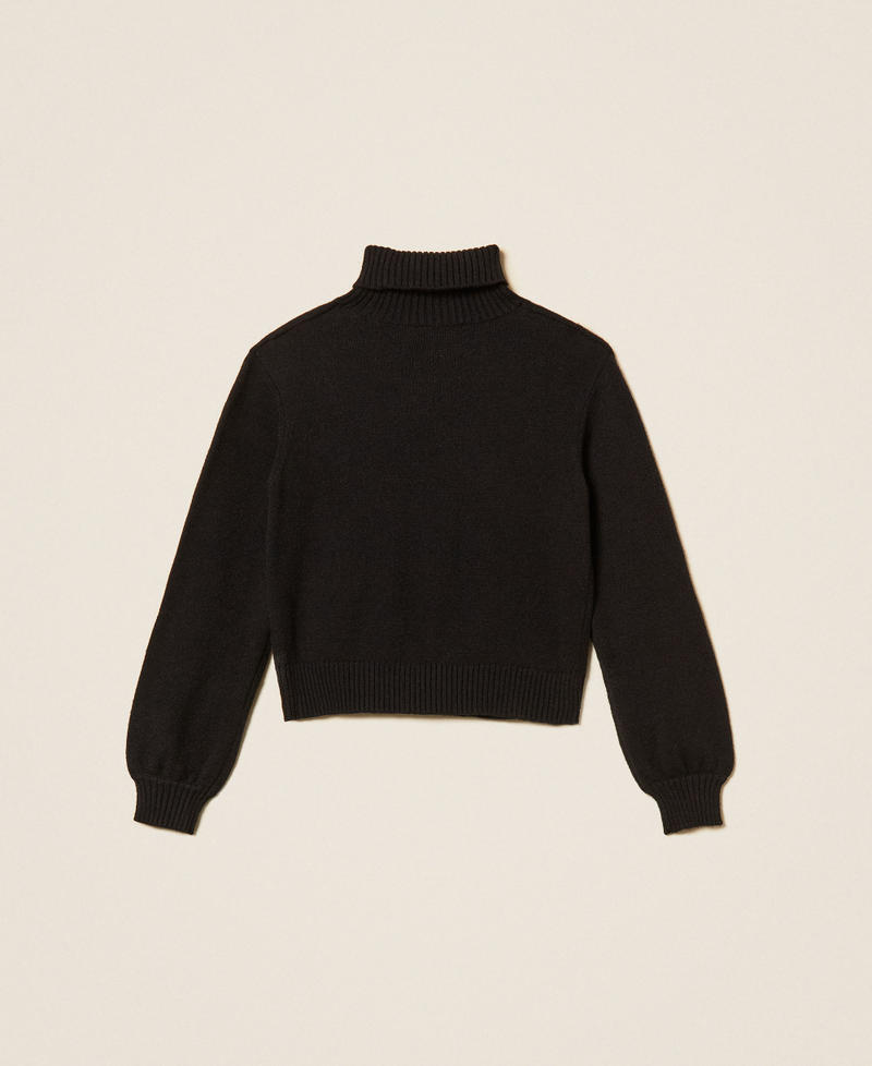Turtleneck jumper with heart and logo Black/"Magenta" Heart Red Girl 262GJ3040_13774_S1