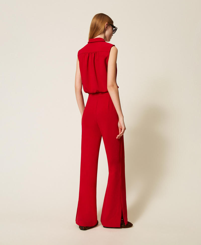 Crêpe cady blouse and trousers with Oval T Venetian Red Woman 252TP2282_00740_03