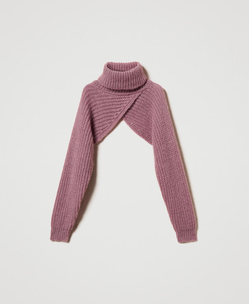 Bol&eacute;ro en maille de mohair m&eacute;lang&eacute; Rose &laquo;&nbsp;Chocolate Ruby&nbsp;&raquo; Femme 242TT3373_11945_S0