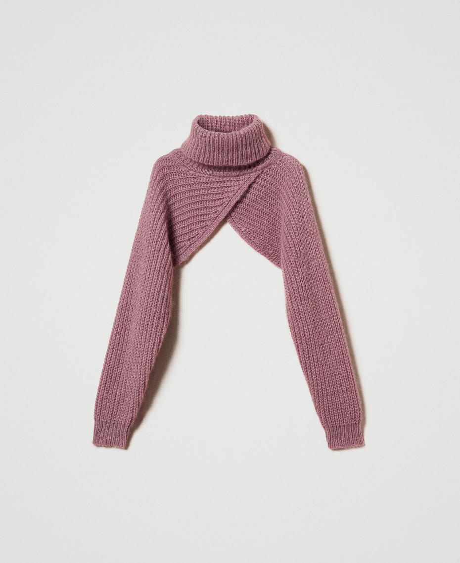 Bol&eacute;ro en maille de mohair m&eacute;lang&eacute; Rose &laquo;&nbsp;Chocolate Ruby&nbsp;&raquo; Femme 242TT3373_11945_S0