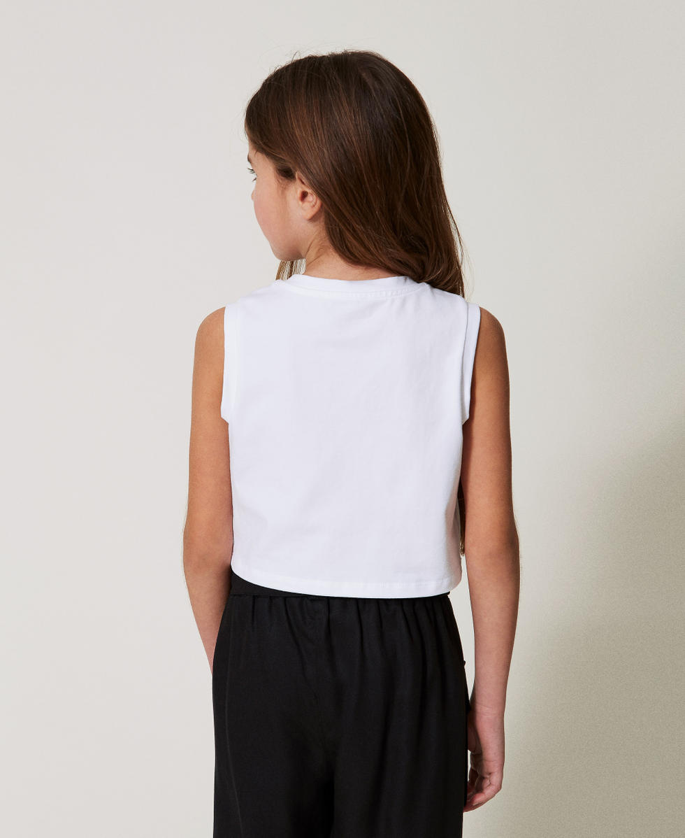 Top cropped con estampado y strass Estampado Collar / Ice Ni&ntilde;a 251GJ2483_12333_03