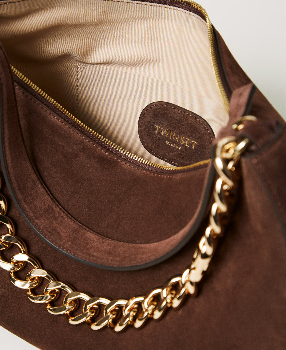 'Liliane' medium suede bag Coffee Woman 252TB7162_00203_03