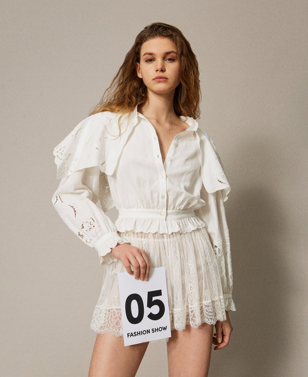 'Elba' linen shirt with embroidery