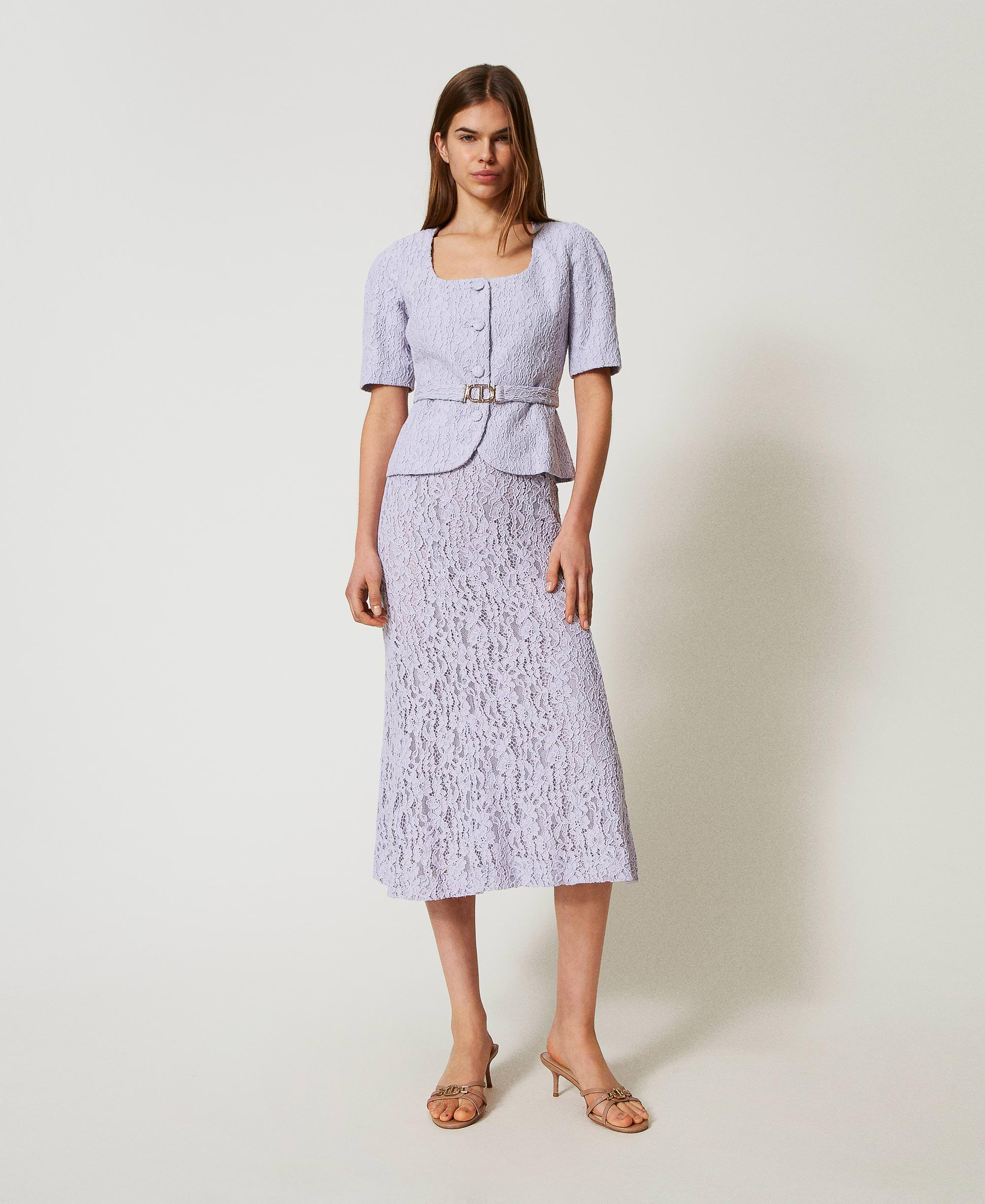 Midi skirt in floral lace
