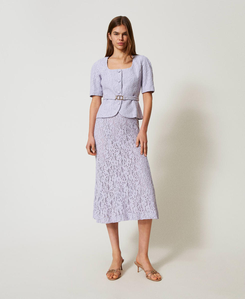 Midi skirt in floral lace Lilac Flowers Woman 251TT2015_00703_01