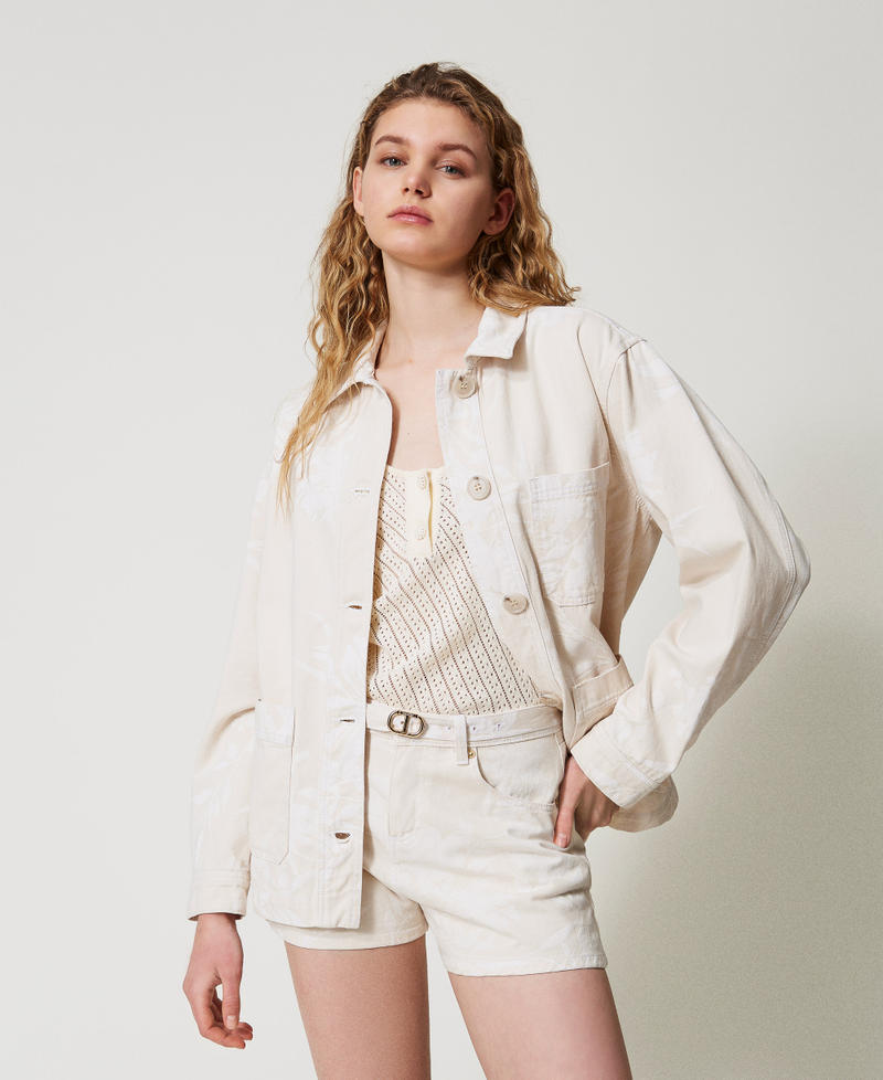 Shorts in bull a fiori Stampa Fiore Neve / Parchment Donna 251TT2205_12493_01