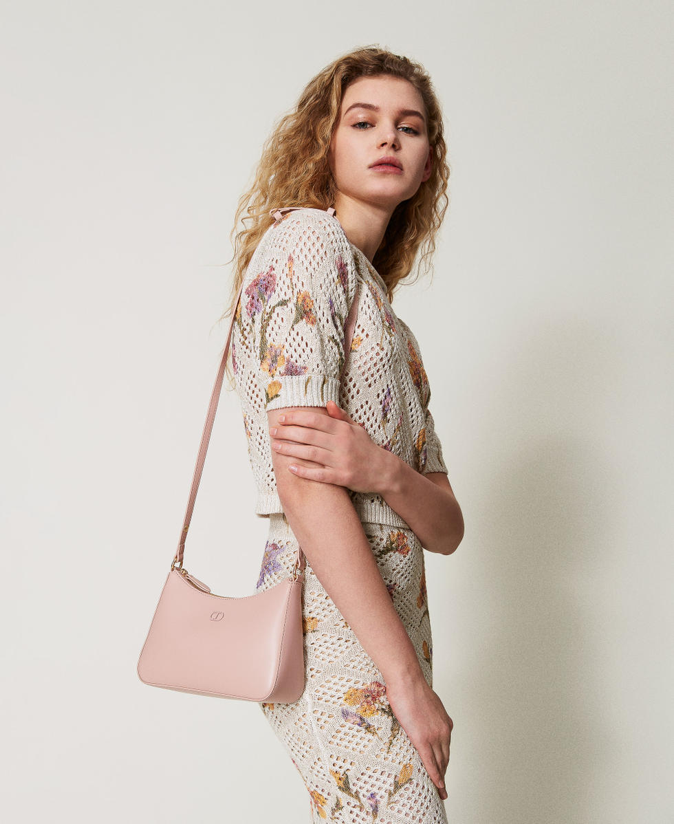 Mini hobo bag with logo Woman, Pink | TWINSET Milano