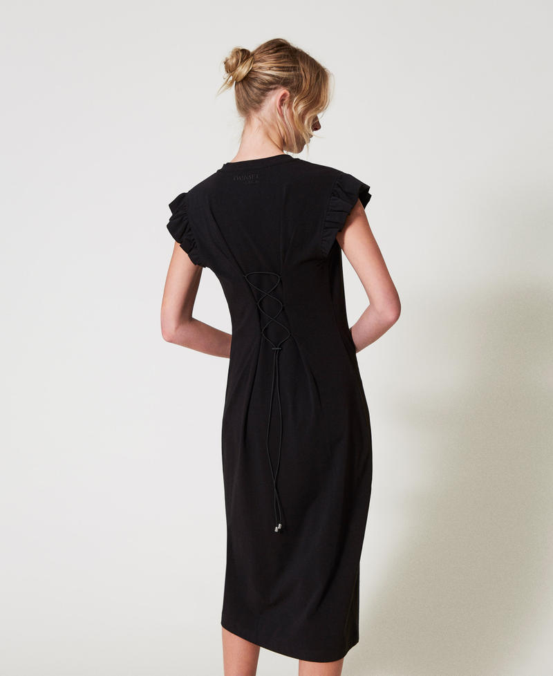 Midi dress with criss-crossed drawstring Black Woman 251AP2134_00006_02