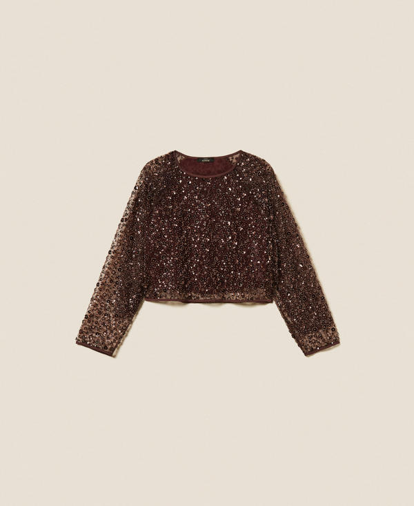 Tulle blouse with sequins