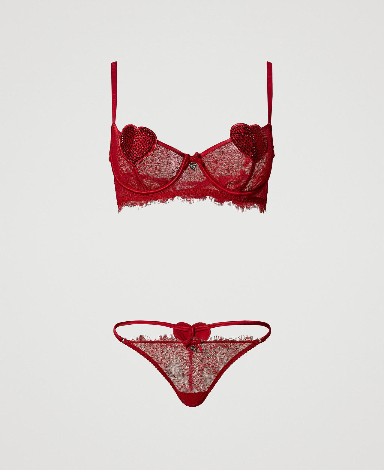 Scee by twin set Reggiseno a balconcino e slip perizoma in pizzo