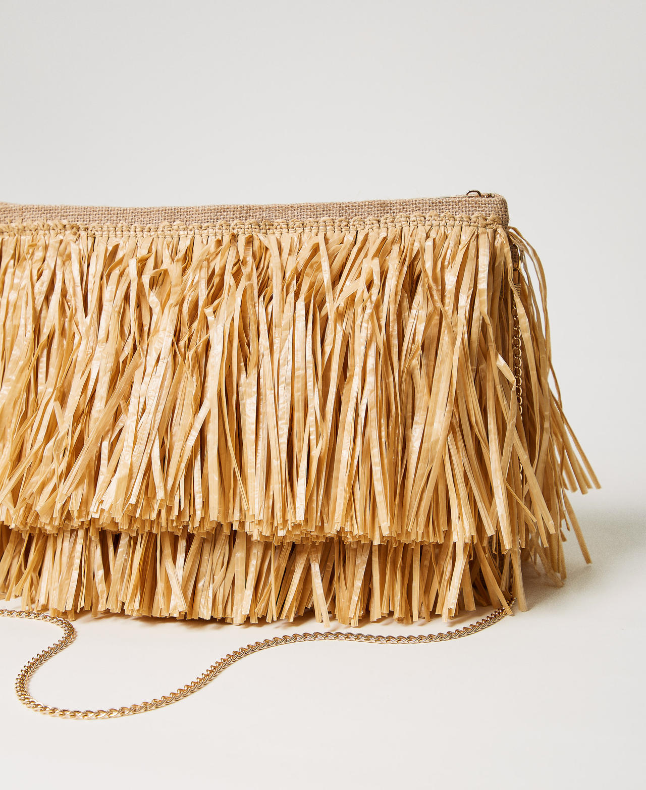 Borsa a tracolla in juta con frange Paglia Donna 251LM8AEE_00193_03