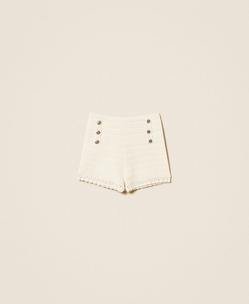 Strickshorts mit H&auml;keleinsatz &bdquo;Parchment&ldquo;-Beige Frau 261TP3075_07222_S0