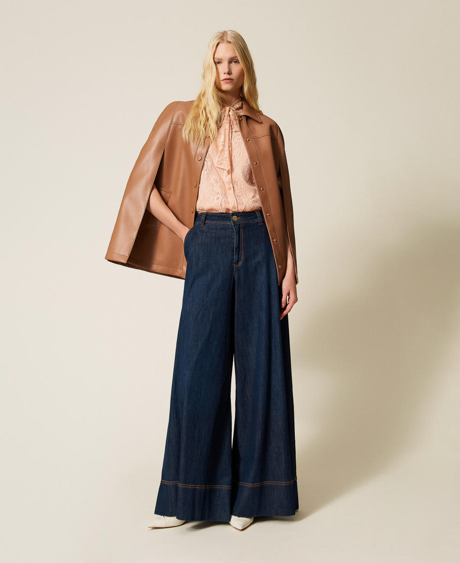 Camicia in pizzo con fiocco Rosa "Peach Pink" Donna 261TP2625_11750_T0