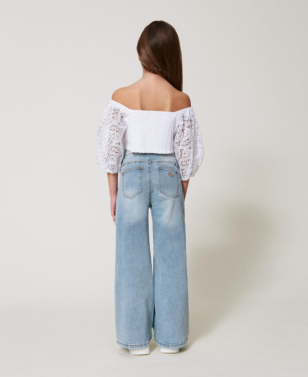 Wide leg jeans with cut-out Light Denim Girl 251GJ2602_11457_03