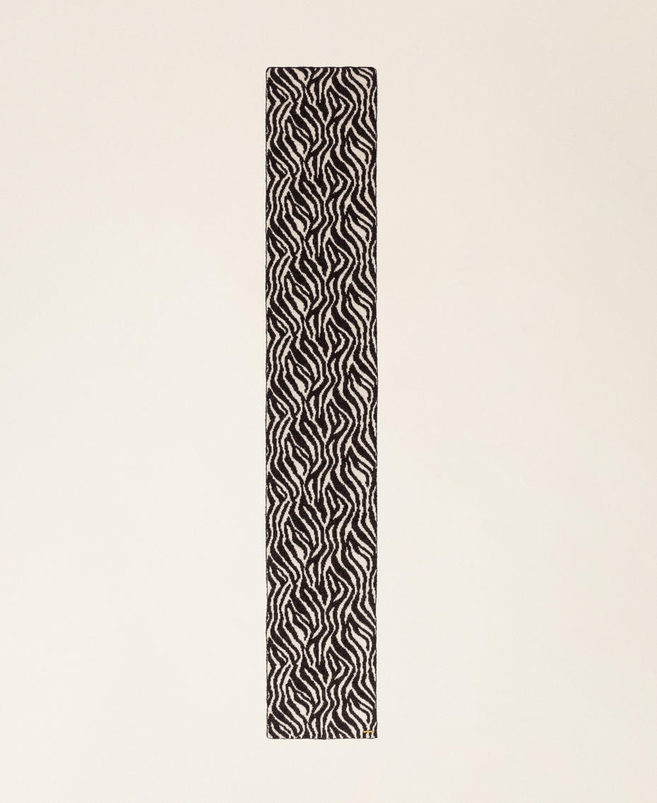 Animal print jacquard knit scarf Zebra Print Woman 252LI4BPP_12668_05