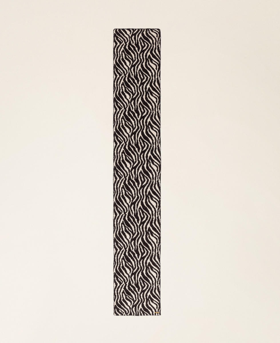 Animal print jacquard knit scarf Zebra Print Woman 252LI4BPP_12668_05