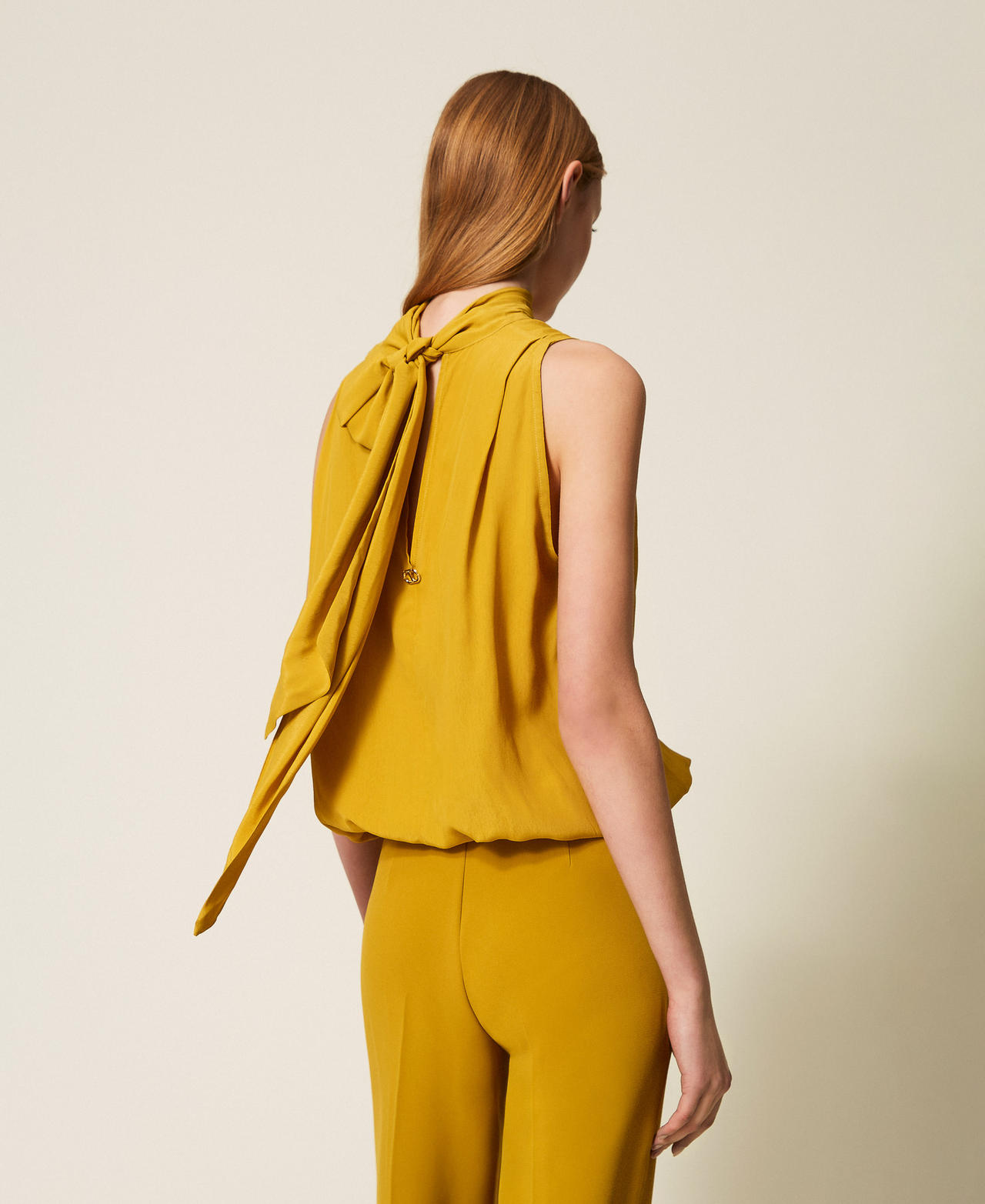 Crêpe de Chine top Mustard Yellow Woman 252TF2081_12607_03
