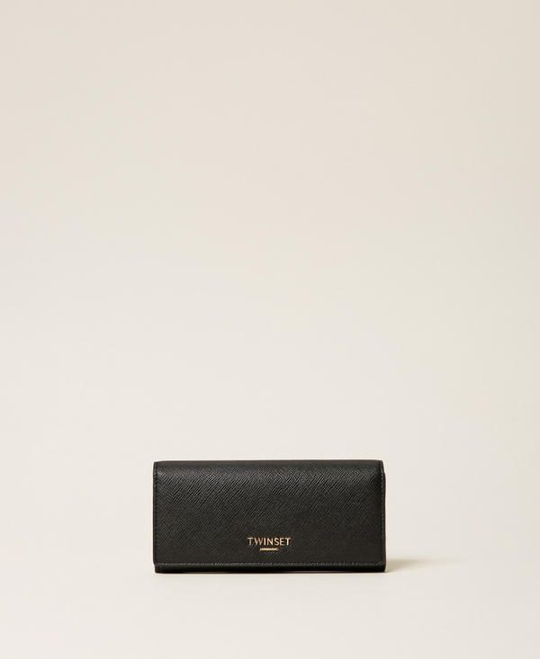Wallet with flap and logo