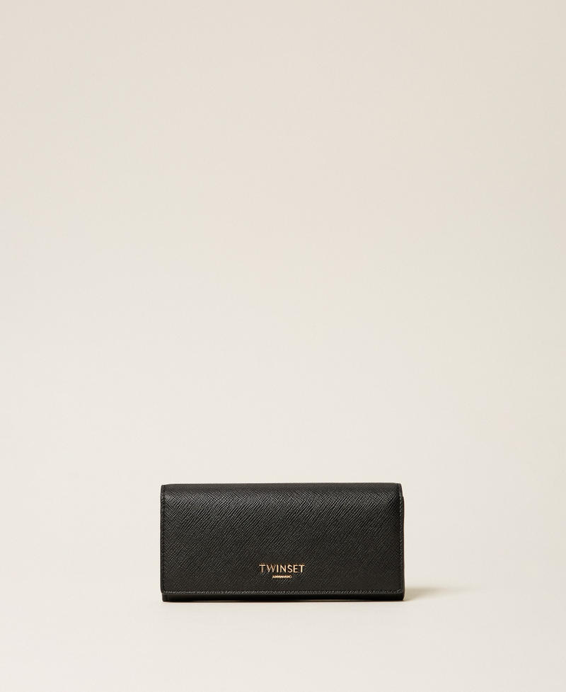 Wallet with flap and logo Two-tone Black/"Cherry Wood" Brown Woman 262TH7050_13808_01