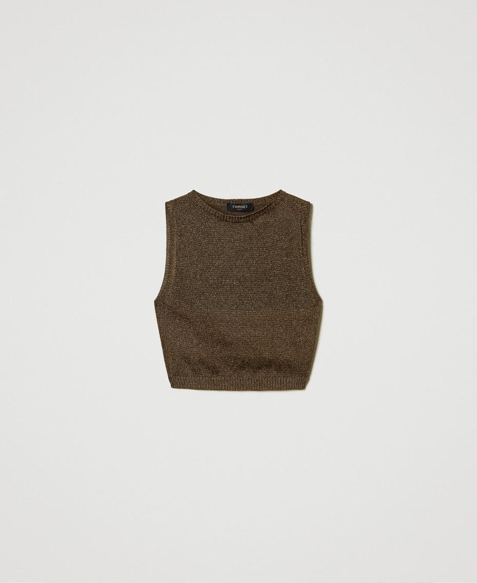 Top in maglia con lurex Bicolor Fondente / Oro Scuro Donna 242TS3170_12027_S0
