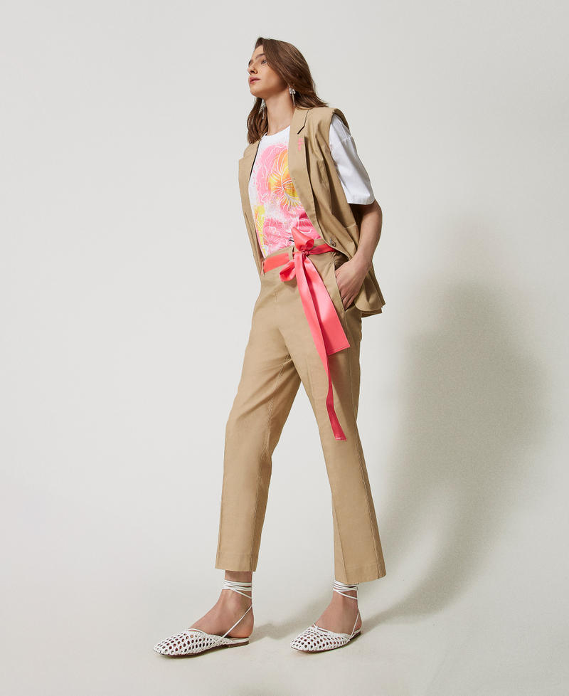 MYFO cigarette trousers with belt Incense Beige Woman 251AQ2064_00634_02