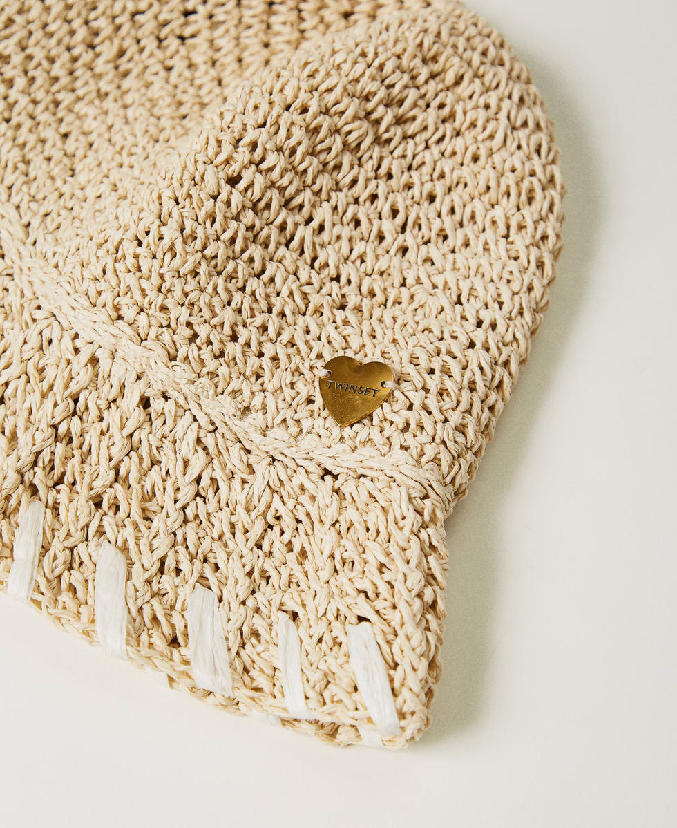 Faux straw bucket hat Two-tone Natural Beige/ Mother of Pearl Woman 251LB4DAA_12193_02