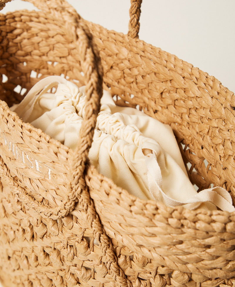 Shopper aus geh&auml;keltem Raffia Stroh Frau 261TD8580_00193_04