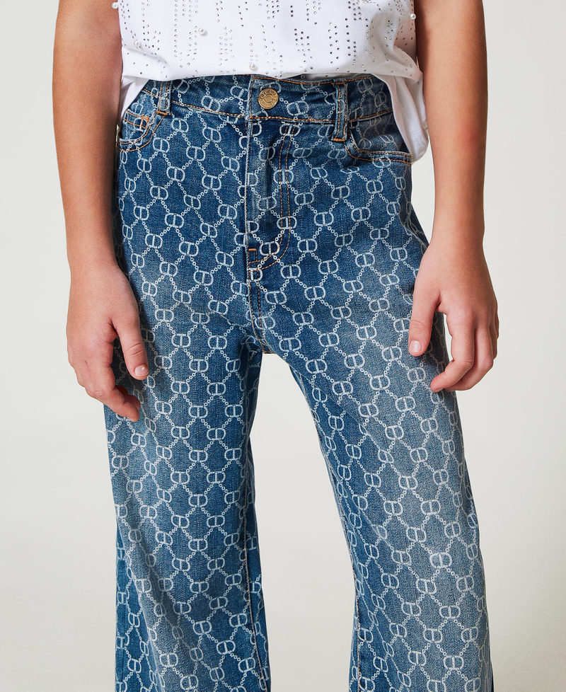 Jeans with Oval T logo all over Mid Denim Logo Girl 251GJ2591_12281_04