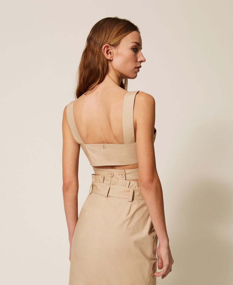 Recycled poplin top Safari Beige Woman 261AP208A_13191_03