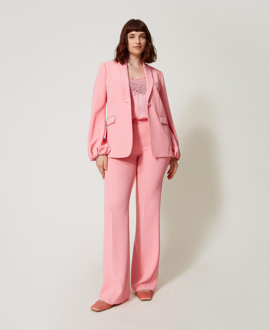 Crêpe flared trousers Peach Woman 251TP2324_12142_01