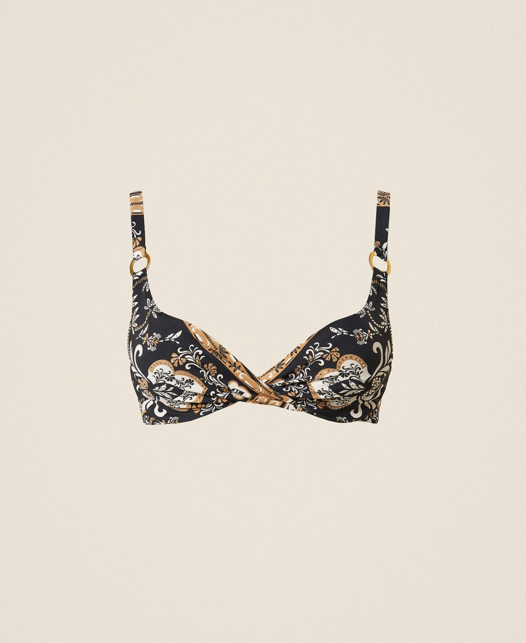 Haut de maillot de bain à armatures avec imprimé et strass