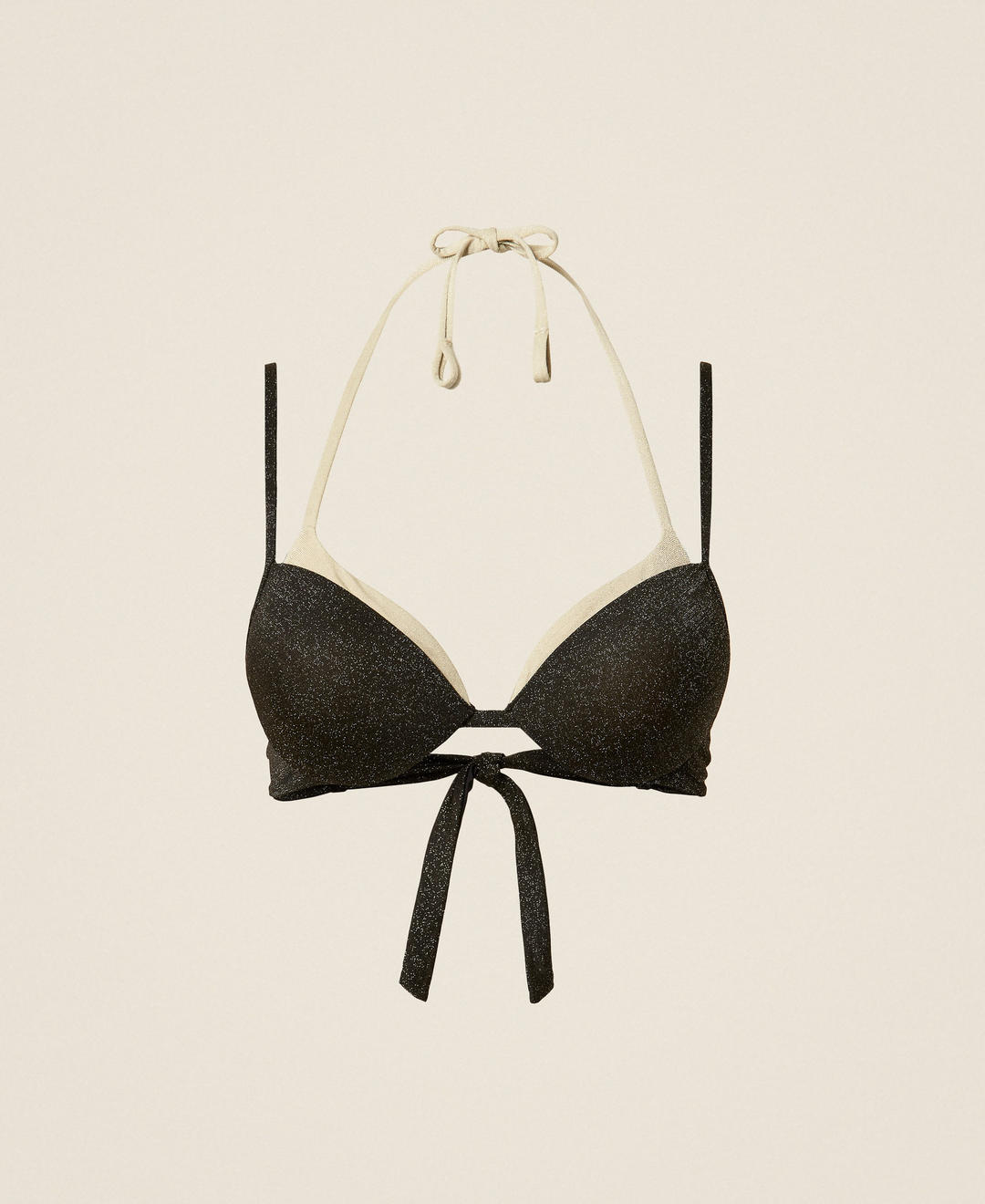 Haut de maillot de bain push-up bicolore avec lurex