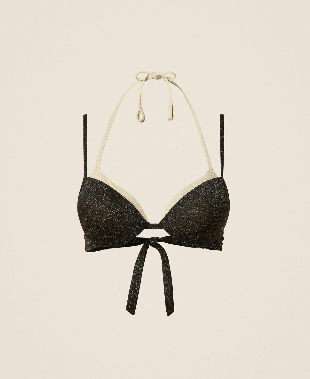Haut de maillot de bain push-up bicolore avec lurex