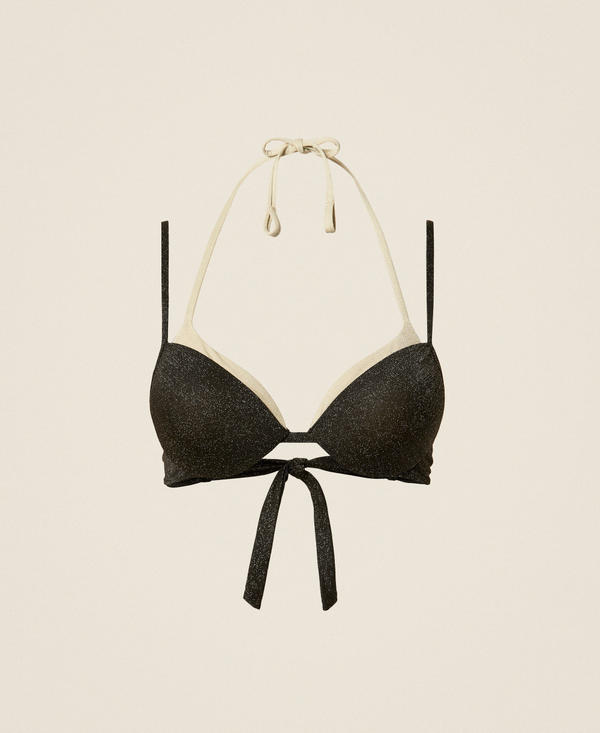 Two-tone push-up bikini top with lurex