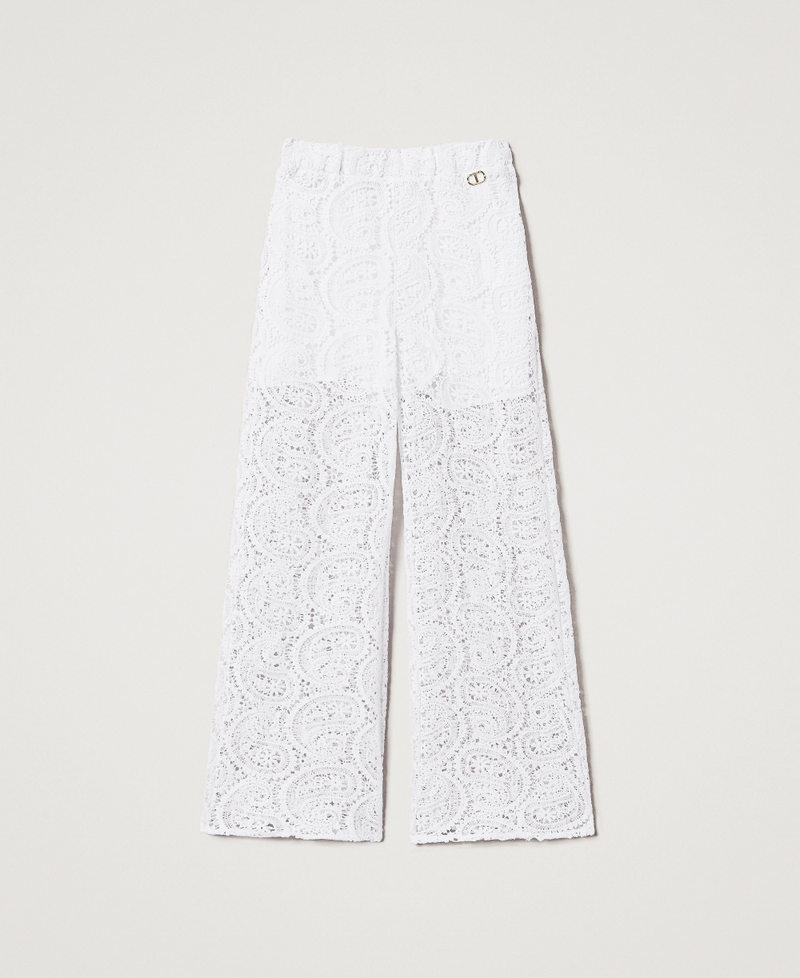 Macram&eacute; lace straight fit trousers "Ice" White Girl 251GJ2QR4_00808_S0