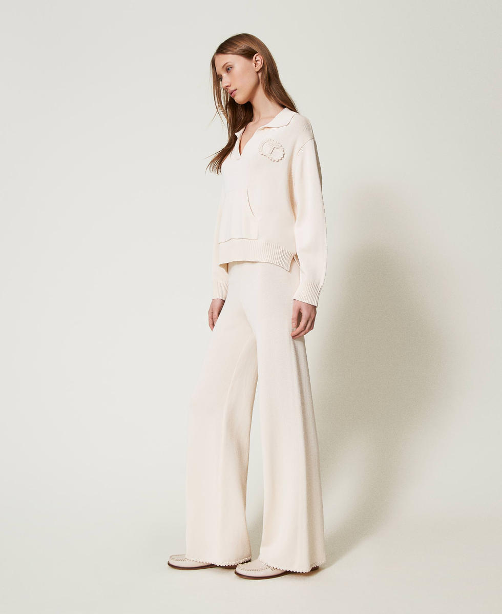 Pantalon en maille de coton m&eacute;lang&eacute;