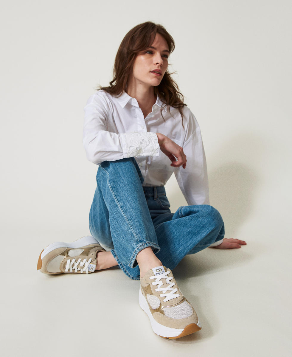 Baskets de running en cuir Or Jaune Femme 251TCP02E_10366_T0