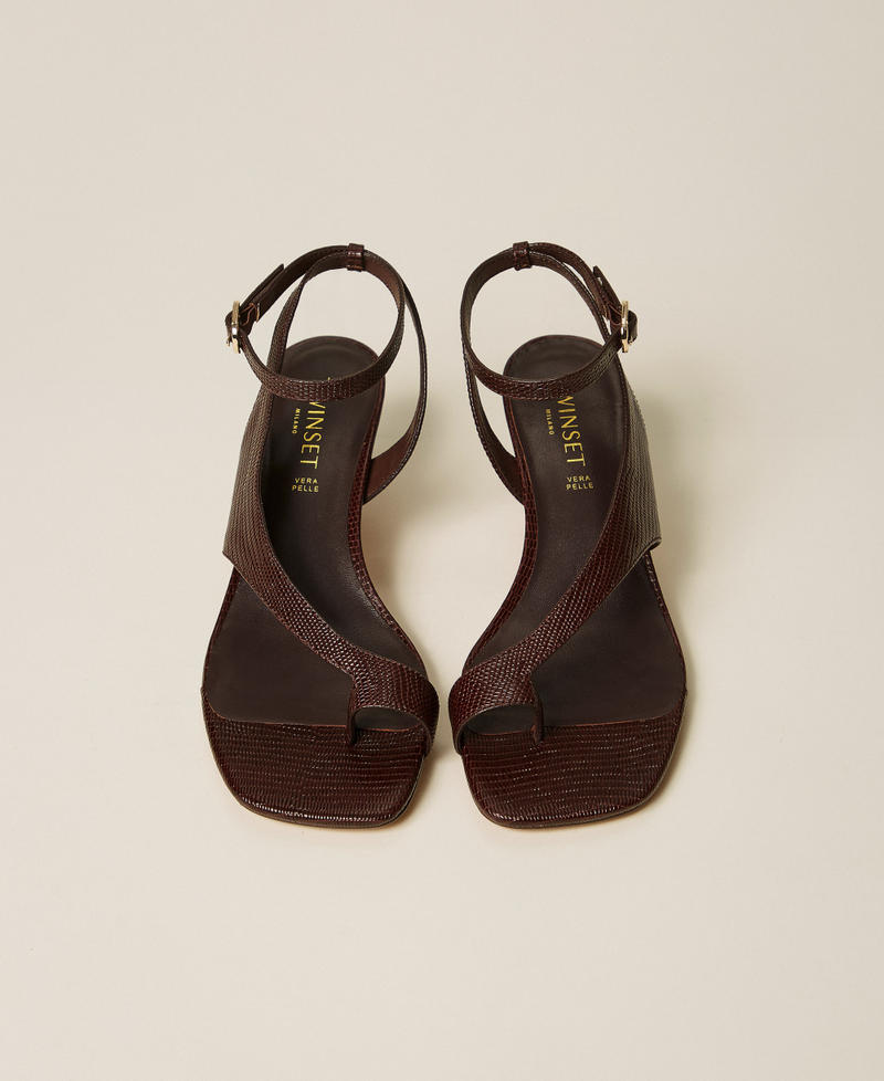 Leather thong sandals Coffee Liqueur Tejus Print Woman 261TGT012_13531_04